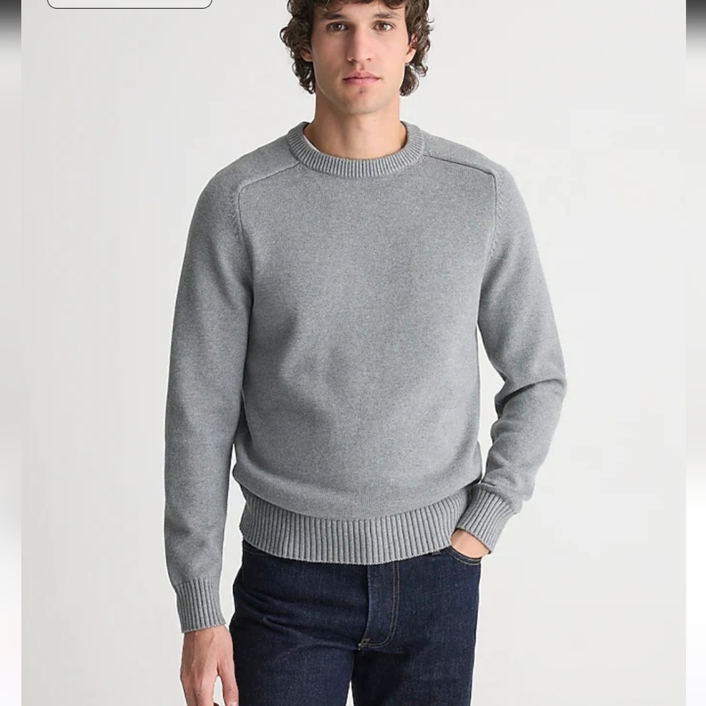 J. Crew Heritage cotton crewneck sweater in Heather steel gray Men's Large NWT